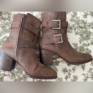 Ralph Lauren Brown Leather Boots with Silver Buckle size 10